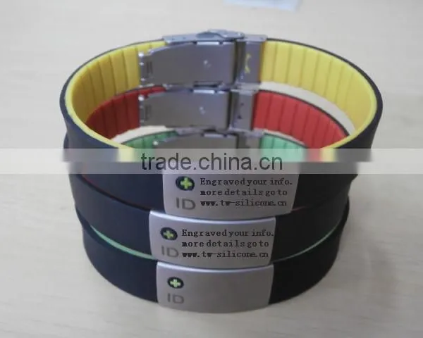 Custom Silicon Bracelet With Engraved id Plate Sports Bracelet photo-3