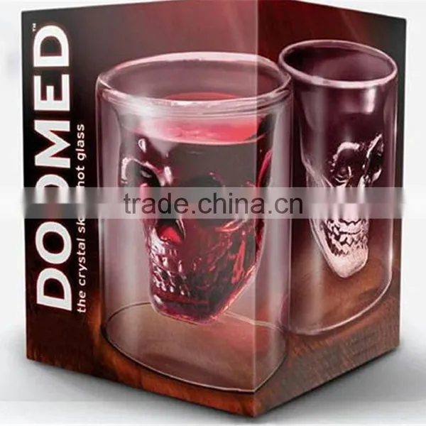 New Product Personalized 75ml High Borosilicate Glass Skull Shot Glass Double Wall Skull Wine Glass Cup photo-5