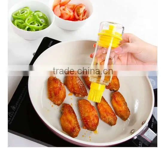 CY129 Pour Brush Store With Non-Clogging Silicone Dual Oil Brush ,Space Saver Cruet, Olive Oil Vinegar Salad Dressing Dispenser photo-4