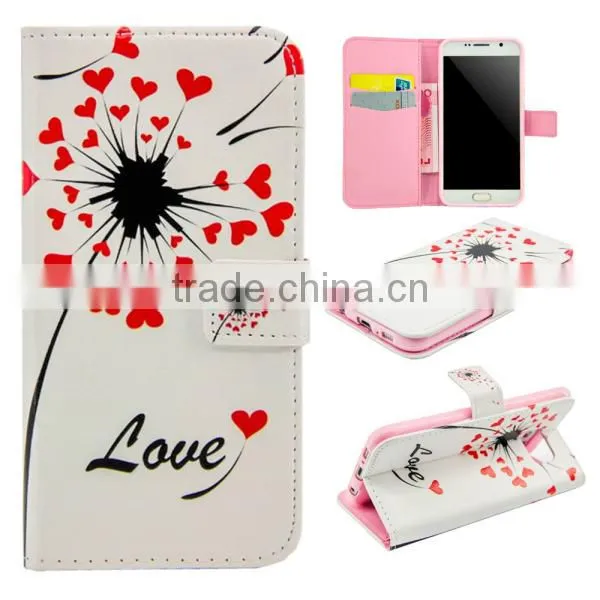 For Samsung Galaxy s6 PU Flower Pattern Flip Wallet Leather Mobile Phone Case photo-5