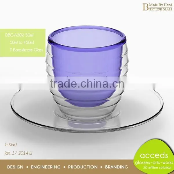 Promotion Borocilicate Novelty Glass Unique Design Cup And Saucer photo-3
