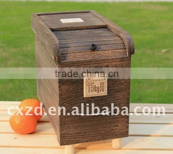 Carbonation of Restoring Ancient Style Wood Recycle Kitchen Rice Square Kitchen Bin photo-3