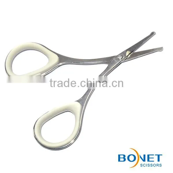 SEM0013 3-1/2'' Mirror Polised Blades Soft Rubber Ring Handle High Quality Round/sharp Point Vibrissa/nose Hair Scissors photo-5