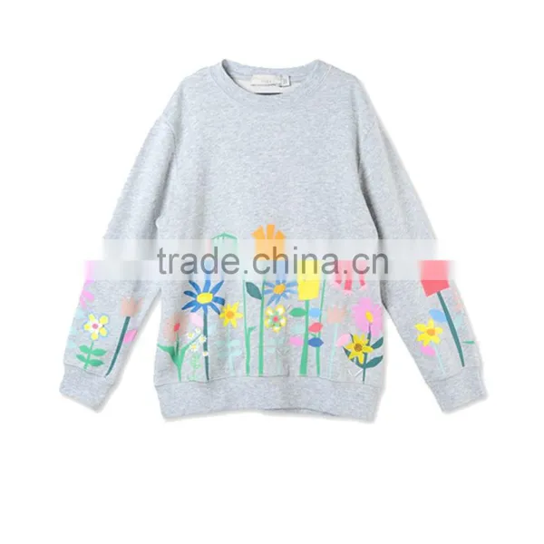 Grey Graphic Flowers Betty Sweatshirt Kid Clothing Wholesle Childern Wear HSs5141 photo-2