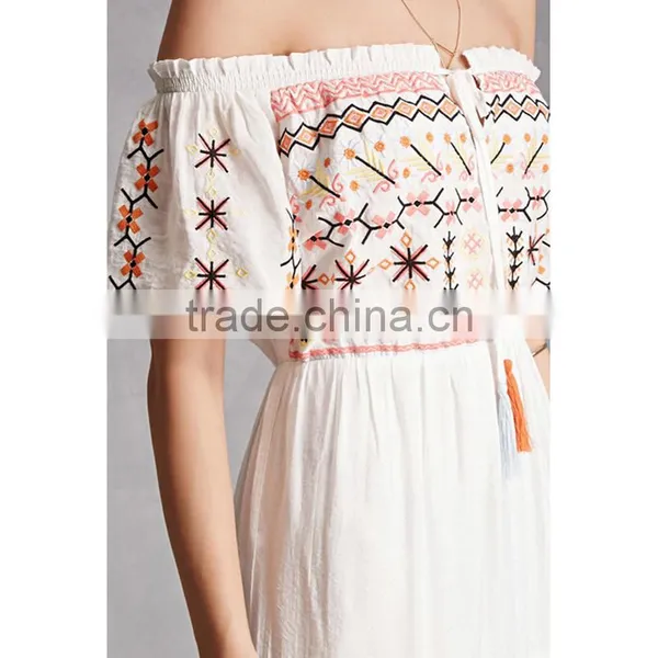 Wholesale Mexican Dresses Women Summer Floral Embroidery Maxi Dress HSD9975 photo-4