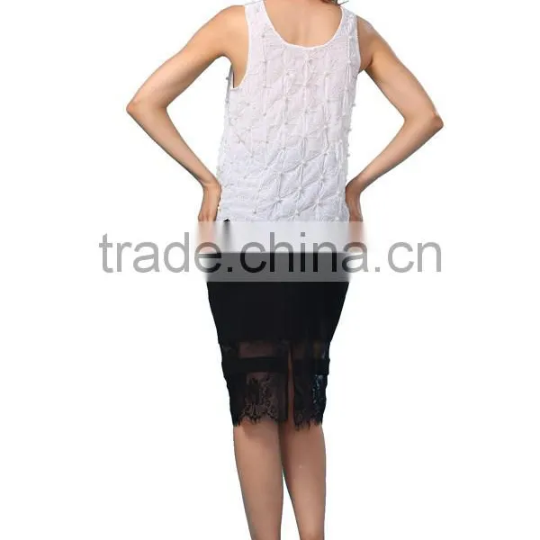 Ladies New Design Sleeveless Round Neck Beaded Top photo-3