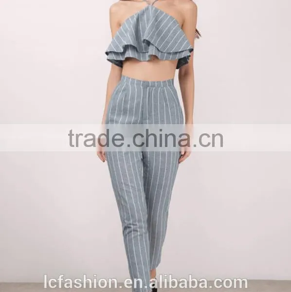 2017 Fashion Crop Top and Pant Style Women Two Piece Set photo-5