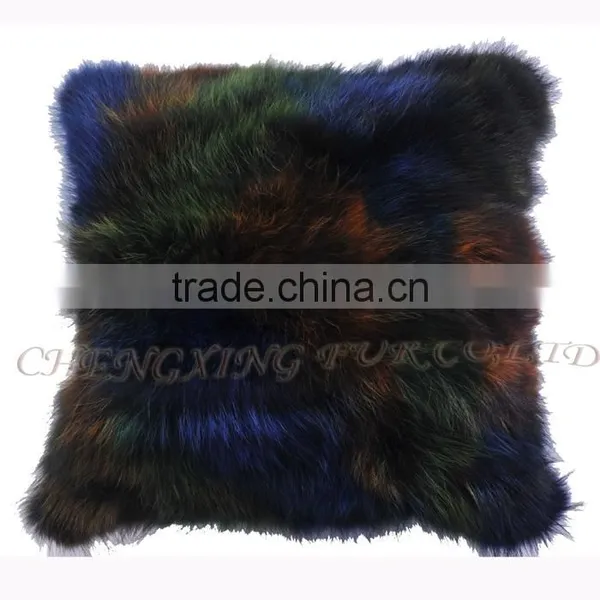 CX-D-107C Cheap Price and High Qaulity Genuine Fox Fur Patchwork Chair/Sofe Cushion Cover photo-3