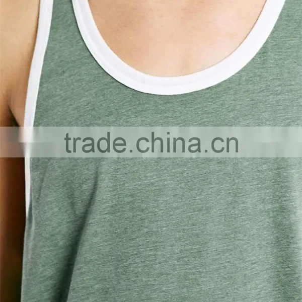 Trade Assurance Supplier Cheap Wholesale Green and White Ringer Gym Vest for Men photo-3