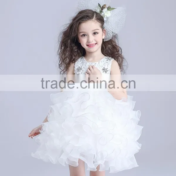 2017 8 Years Girl Dress Designs Cake Satin Dresses photo-4