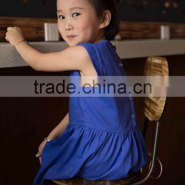 COOL KID ZONE 2016 Sleeveless Modern Cotton Linen Breathable Children Summer Girls Linen Dress photo-6