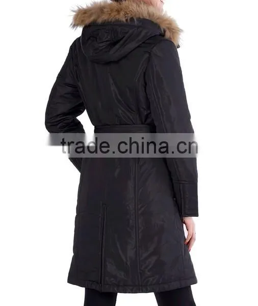 Women's Hooded Long Parka CoatPQ248 photo-3