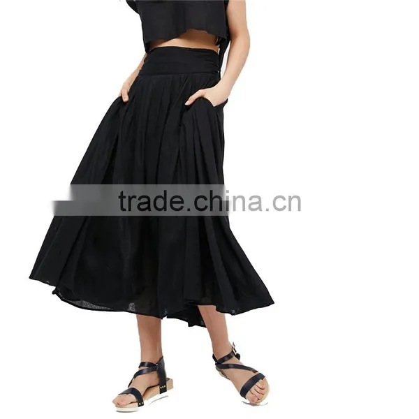 2017 OEM Irregular Black Umbrella-shaped High Waisted Maxi Skirt photo-2