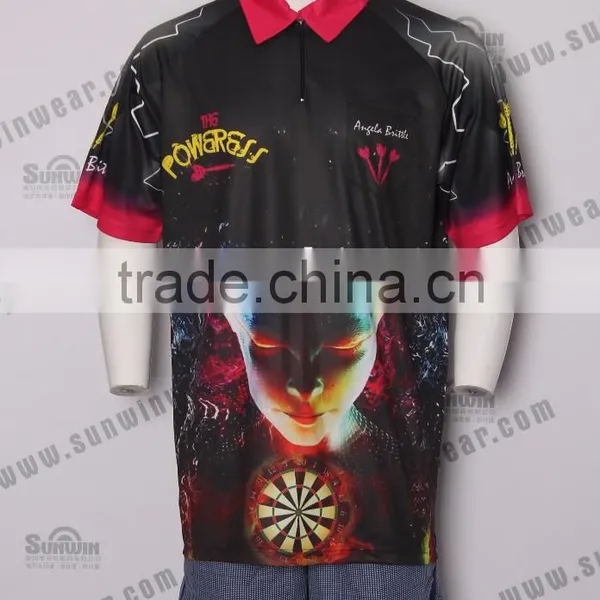 High Quality Mens Darts Shirt / Fashionable Dart Jersey /100 Polyester Sublimation Shirt photo-3