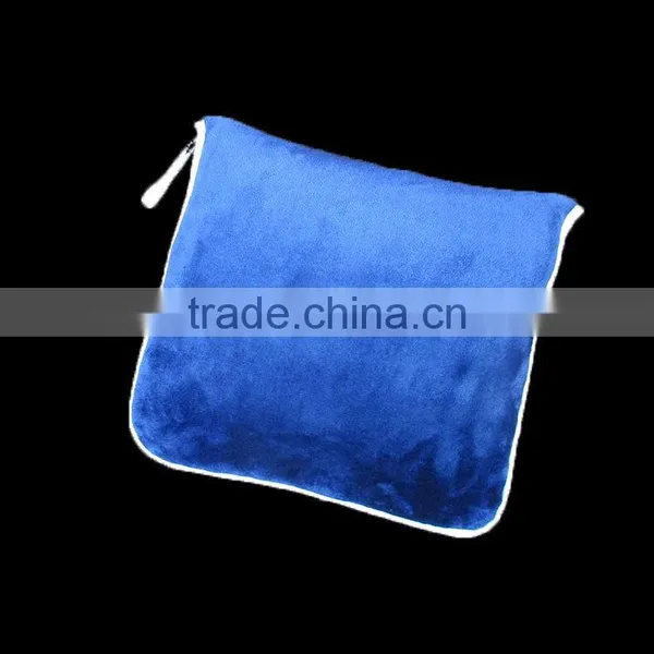 Blanket in Cushion Coral Fleece 3 in 1 Embroidery Logo Car Promotion Gift Zip up Pillow Blanket photo-5