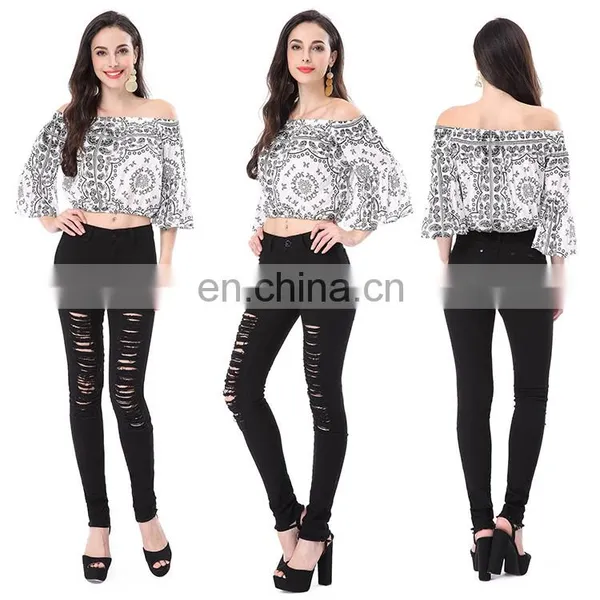 2018 Printing Flower Light Weight Wholesale Ladies Tops photo-5
