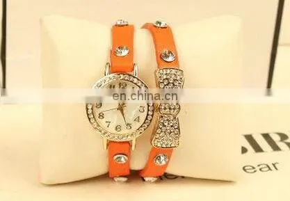 Hot Sell High Quality Rhinestone Bowknot Genuine Cow Leather Retro Watch Vintage Women Dress Watch photo-5