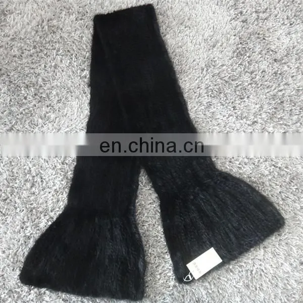 High Quality Knitted Black Mink Fur Scarf European Style photo-3