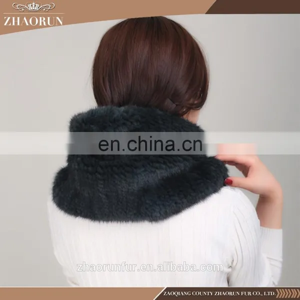 Chinese Fashion Knitted Mink Fur Scarf Real Knitted Mink Fur Snood for Women photo-6