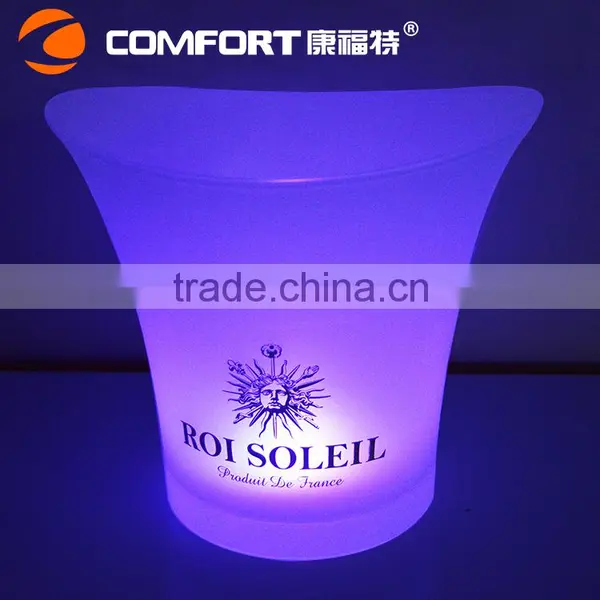 Color Changeable Champagne Tub Frosted Plastic Ice Bucket Cooler photo-4