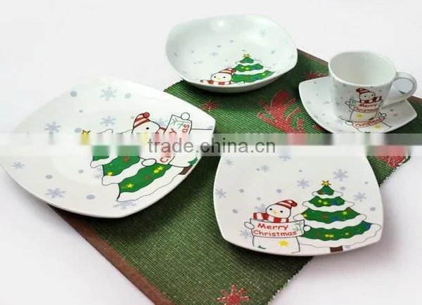 Square Porcelain Dinner Set With Flower Decal 16 Pcs Ceramic Porcelain Dinner Set With Plate and Cup and Saucer photo-2