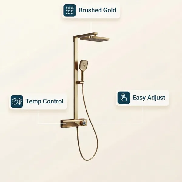 AT-S33 SUS304 Stainless Steel Wall Mounted Shower System With Rain Shower Hand Shower and Bottom Spout for Hotel Project photo-3