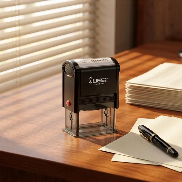 WES Plastic Self-Inking Stamp 24x41mm Quick Turnaround Custom Return With Personalized Text and Logo for Office Efficiency photo-1