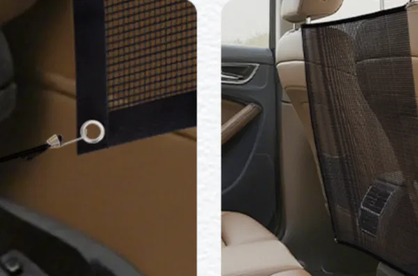 Heavy-Duty Car Back Seat Divider Net, 500D Polyester, 8 Adjustable Straps, 5 Hooks, 48x31 Inches, UV Resistant