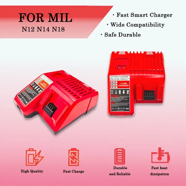 12V/18V Multi-Slot Charger Station, Rapid Power Tool Battery Replacement Fit for Milwuakee Saw and Cordless Power Tools