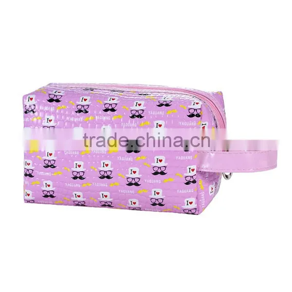 Fashion Mustache Glasses PU Printed Makeup Bag Black Popular Large Capacity Cosmetic Bags photo-3