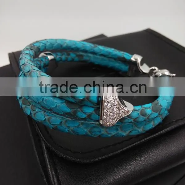 2016 Newest Arrival Hot Selling New Fashion Handmade Bracelet Colorful Python Skin Leather Round