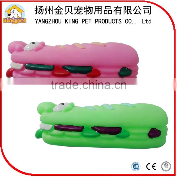 Environmental Pet Puppy Soft Squeaky Rubber Hot Dog Toy for Training