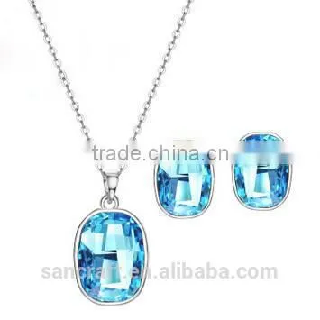 Luxury Wholesale Austrian Crystal Necklace Earring Fashion Jewelry Set