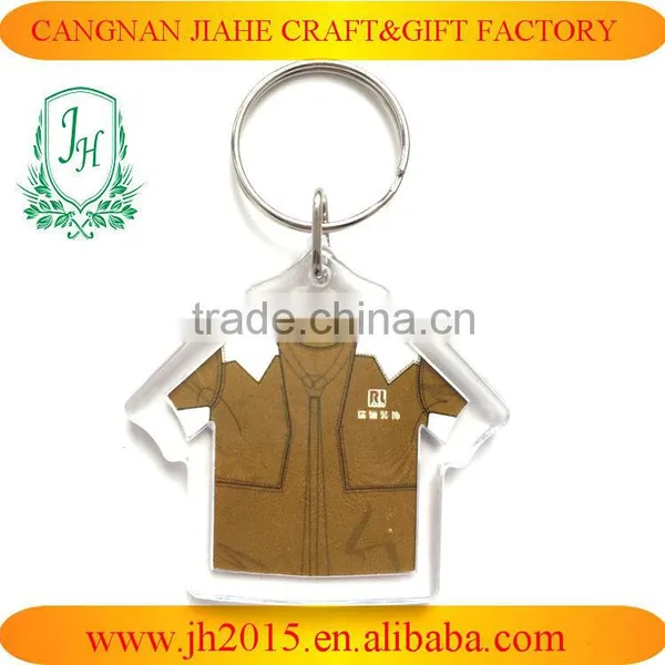 T-shirt Shaped Plastic Type Custom Printed Acrylic Keychains Key Ring