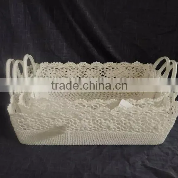 2015 Fashionable Crochet Cotton Baskets With PVC Handles photo-4