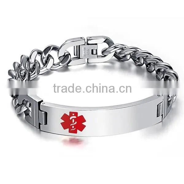 Custom Engraved Unisex Alert Bracelet Stainless Steel