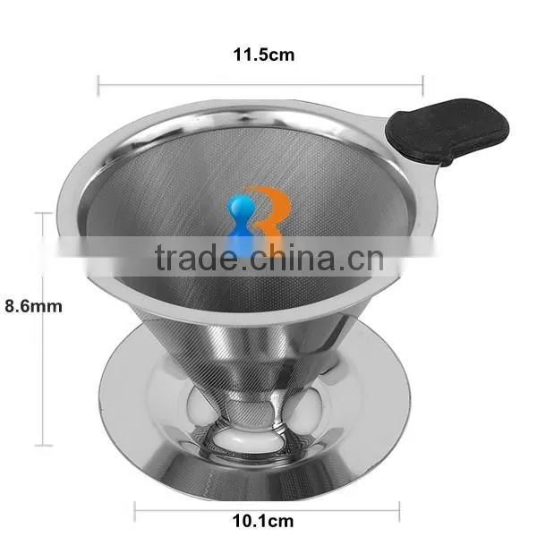 Trade Assurance 18/8 Stainless Steel Reusable Fine Mesh Pour Over Cone Coffee Maker Supplier's Choice photo-2