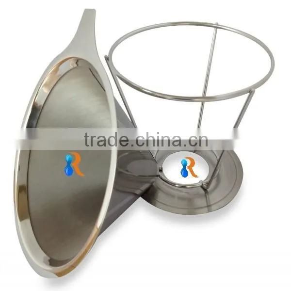 Trade Assurance Stainless Steel Reusable Fine Mesh Pour Over Cone Cafetiere Coffee Filter photo-4