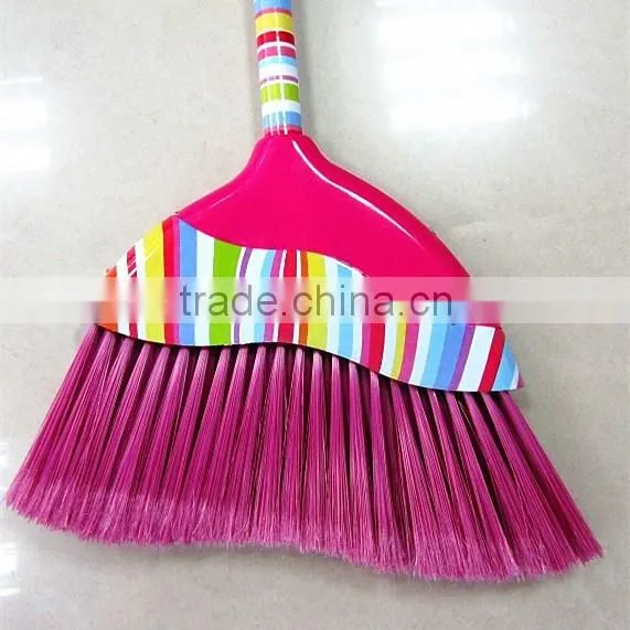 Colourful Household Cleaning Floor Iron Pole PET Bristles Plastic Broom photo-2