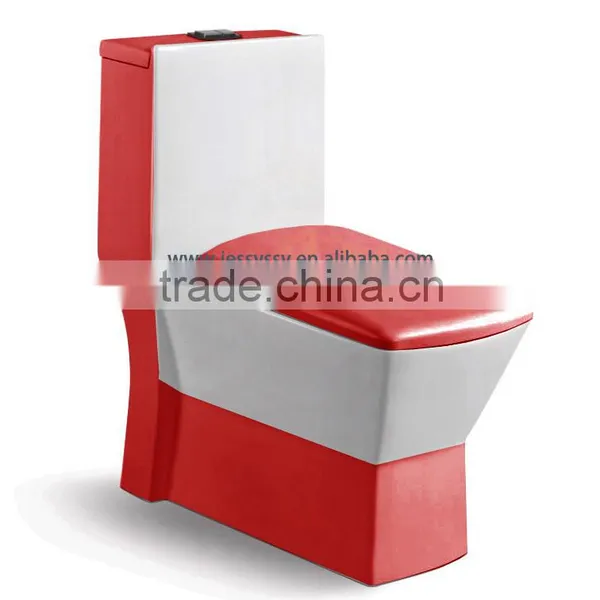 Female Washdown Porcelain One Piece Red Colored Toilet 240 photo-2