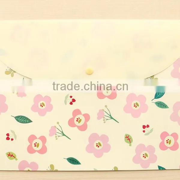 Flower Printing PVC A4 Document Bag With Snap China Supplier photo-2