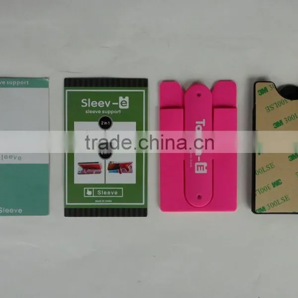 Silicone Card Holder Mobile Cell Phone Stand, Promotional Silicone Mobile Phone Stand With Card Holder Wallet, PTP022