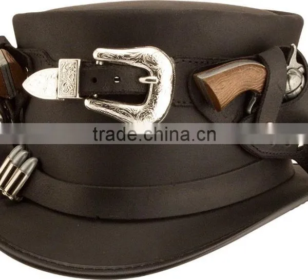 American-hat-makers-steampunk-hatter-peacekeeper-black-silver-bullet-band-PEACEKEEPER photo-2