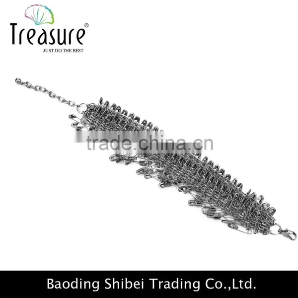 2016 Unique New Design Postmodernism Gun Black Safty Pins Chain Bracelet Jewelry photo-3