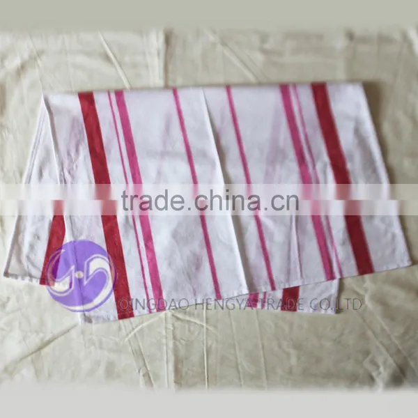 100% Cotton Plain White Red Stripe Printed Kitchen Tea Towel photo-3
