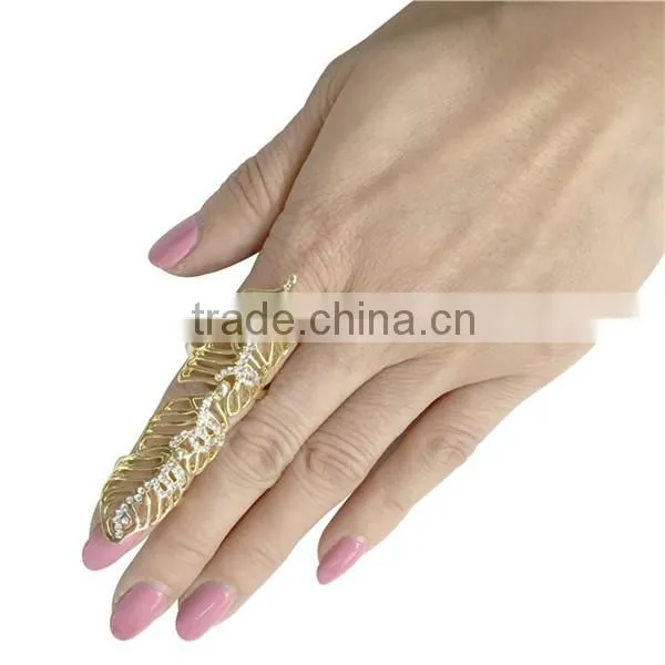 Bling Retro Silver Crystal Armor Knuckle Full Finger Long Ring photo-3