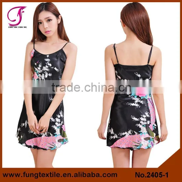 2405 Women Two-piece Set Satin Bath Robe photo-3