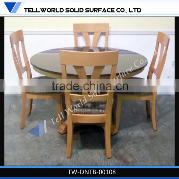 High Glossy Artifical Marble Chinese Restaurant Round Table Furniture photo-2