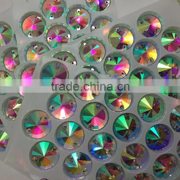 Nice Small Box Packing 14mm Revoli Round Shape Crystal AB Sew on Crystal Stone With Hole for Designing Clothing photo-4