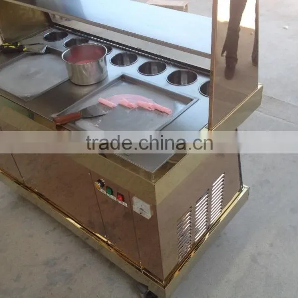 Frozen Yogurt Fruit Ice Cream Rolls Making Machine With Real Fruit photo-4